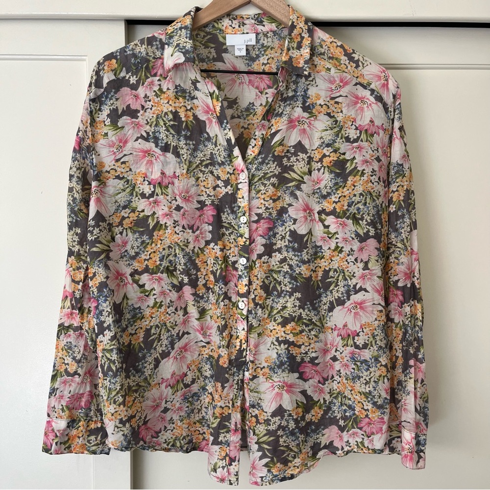 J. Jill cotton-silk blouse in floral print